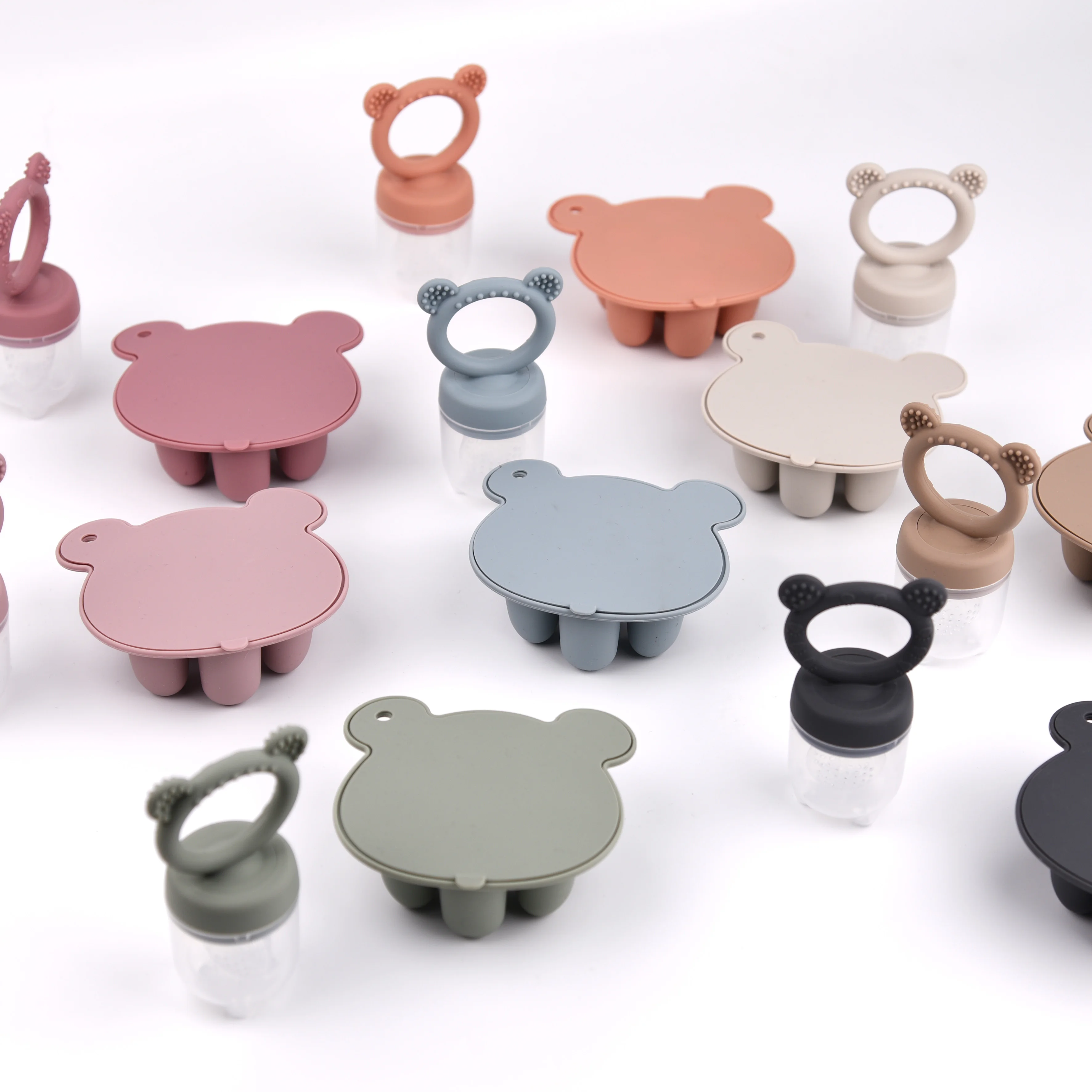 Animal Design Bear Set Fruit Feeder Breast Milk Freezer Tray Food Soup Silicone Freezer Tray Silicone Popsicle Mold