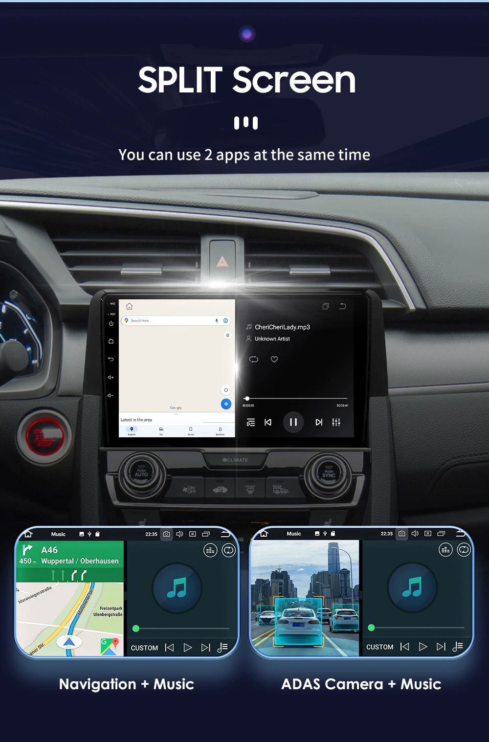 OSSURET 2din CarPlay Android Auto Multimedia Video Player Für Honda Civic 10th 2016-2018 Intelligente Bildschirm autoradio 4G RDS 7862 – Detail 35