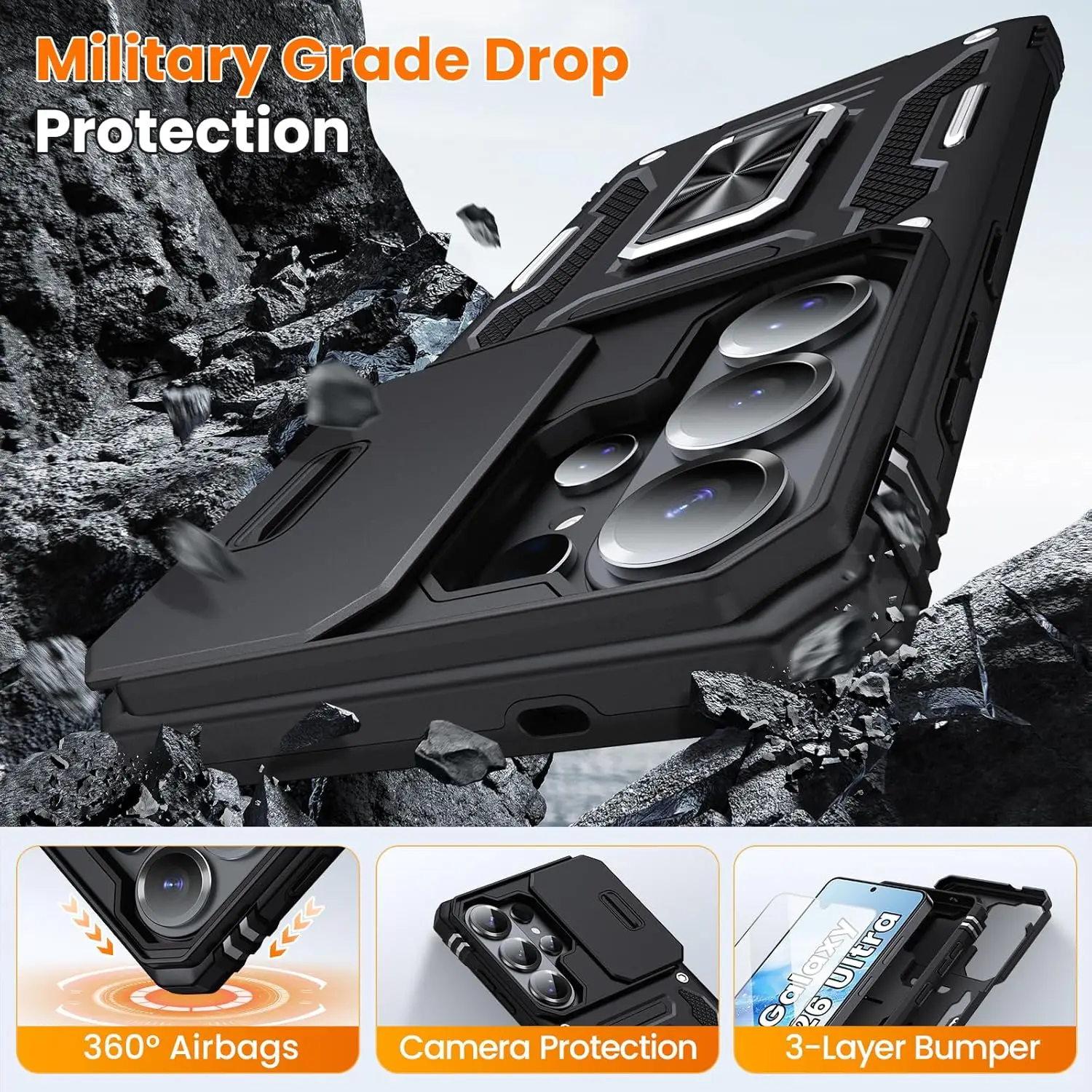 Rugged Shockproof Slide Camera Case – Military Grade Full-Body Protection