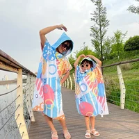 Printed Hooded Beach Towel For Adults Child Quick Dry Swimming Pool Poncho Bath Towel With Cloak Bathrobe Swimming Towels 2