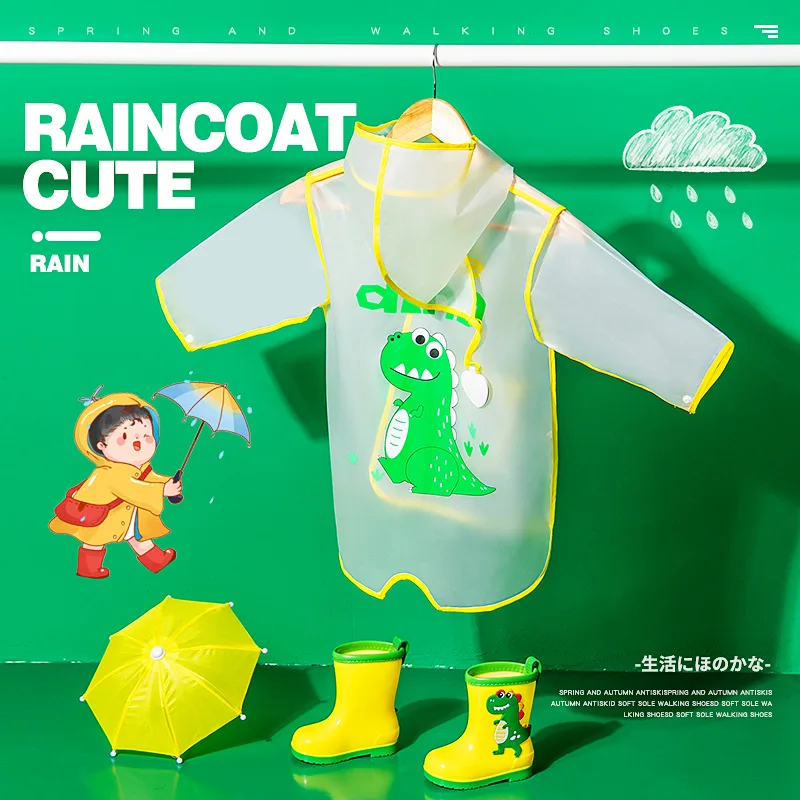New Children's Raincoat Boys And Girls Medium Length Children's Transparent Poncho Waterproof Kindergarten Rainwear
