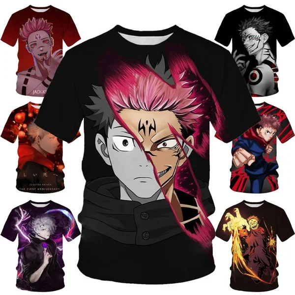 

2023 New Style Anime Jujutsu Kaisen 3D Printing Personality Unisex T-shirt Casual Round Neck Fashion clothing