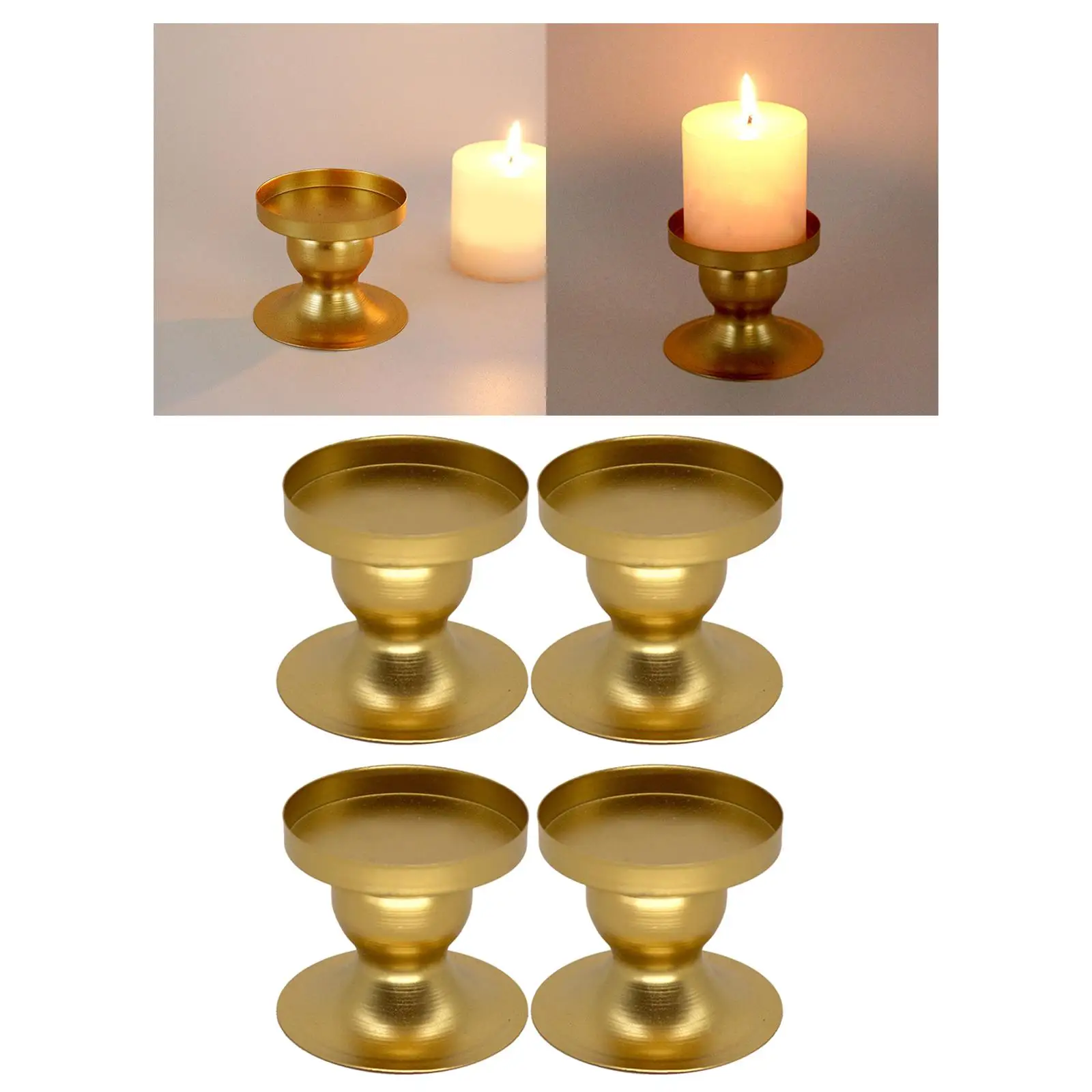 4Pcs Pillar Candle Candlestick Holder Metal Structure Decorative Candlelight Holder for Wedding Table Centerpiece Durable