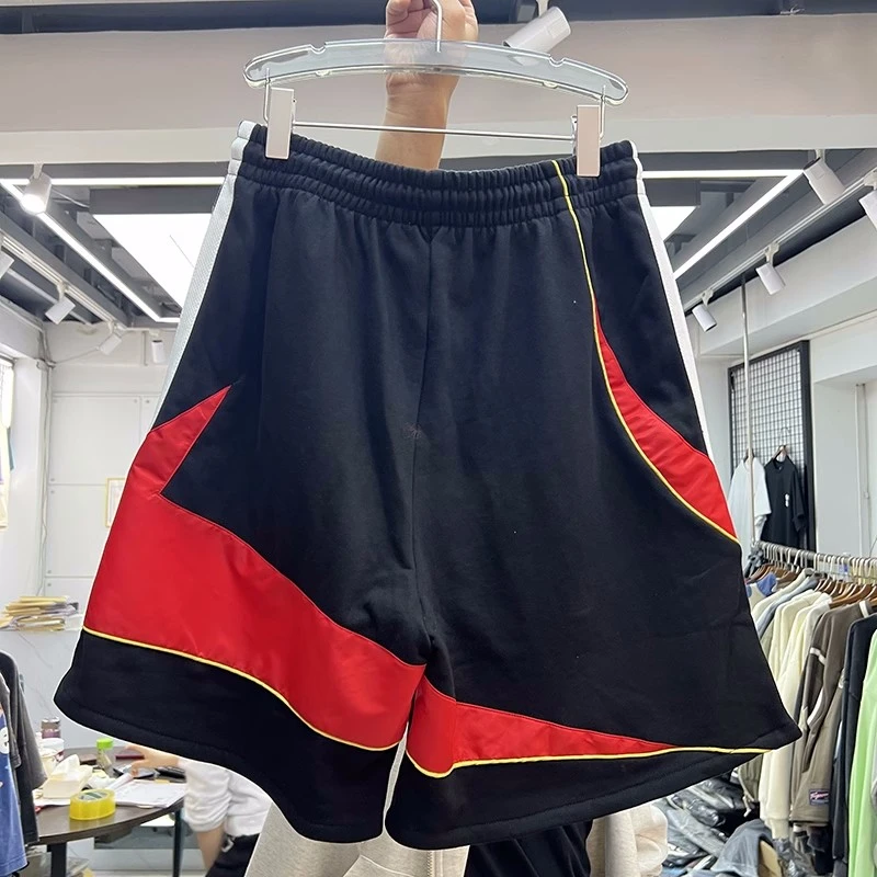 

High Quality Vintage Striped Patchwork Mesh Casual Shorts Men Women Oversized Breeches Harajuku Hip Hop