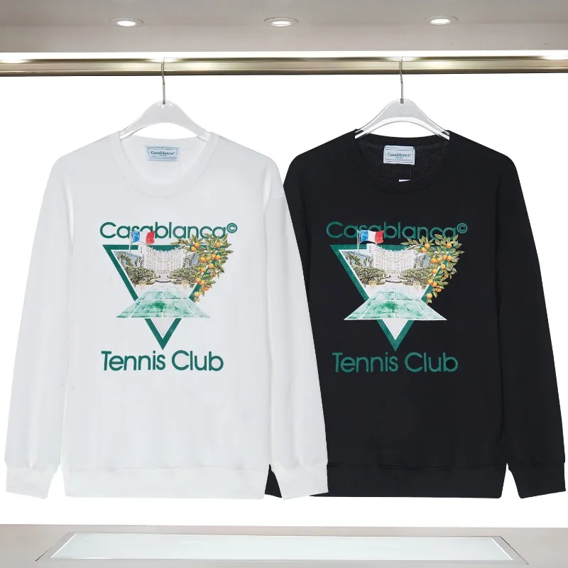 

2023ss White Casablanca T Shirts Castle Triangle Oversized Pure cotton Tennis Club long Sleeves MEN Tees