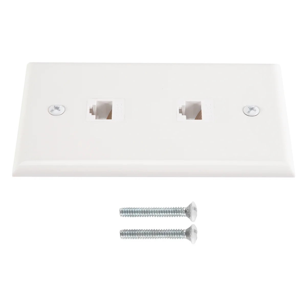 AAA87 1 Pack 2 Port Ethernet Wall Plate, Cat6 Female to Female Wall Jack RJ45 Keystone Inline Coupler Outlet, White