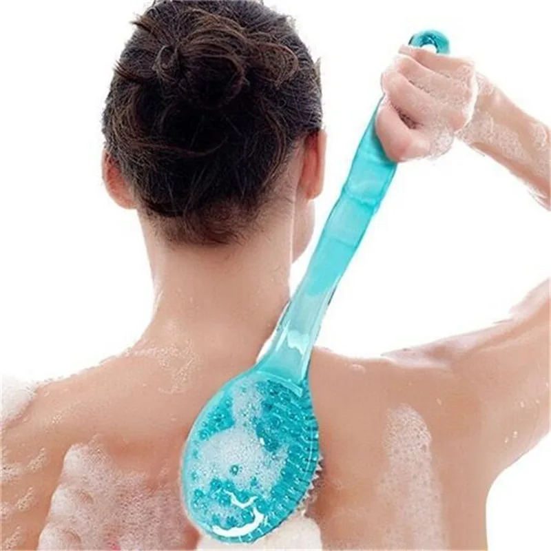 Long Handle Bath Brush Soft Hair Bath Brush Back Ball Bathroom Body Brushes Mud Back Scrubber Shower Massage Brushes 1Pc