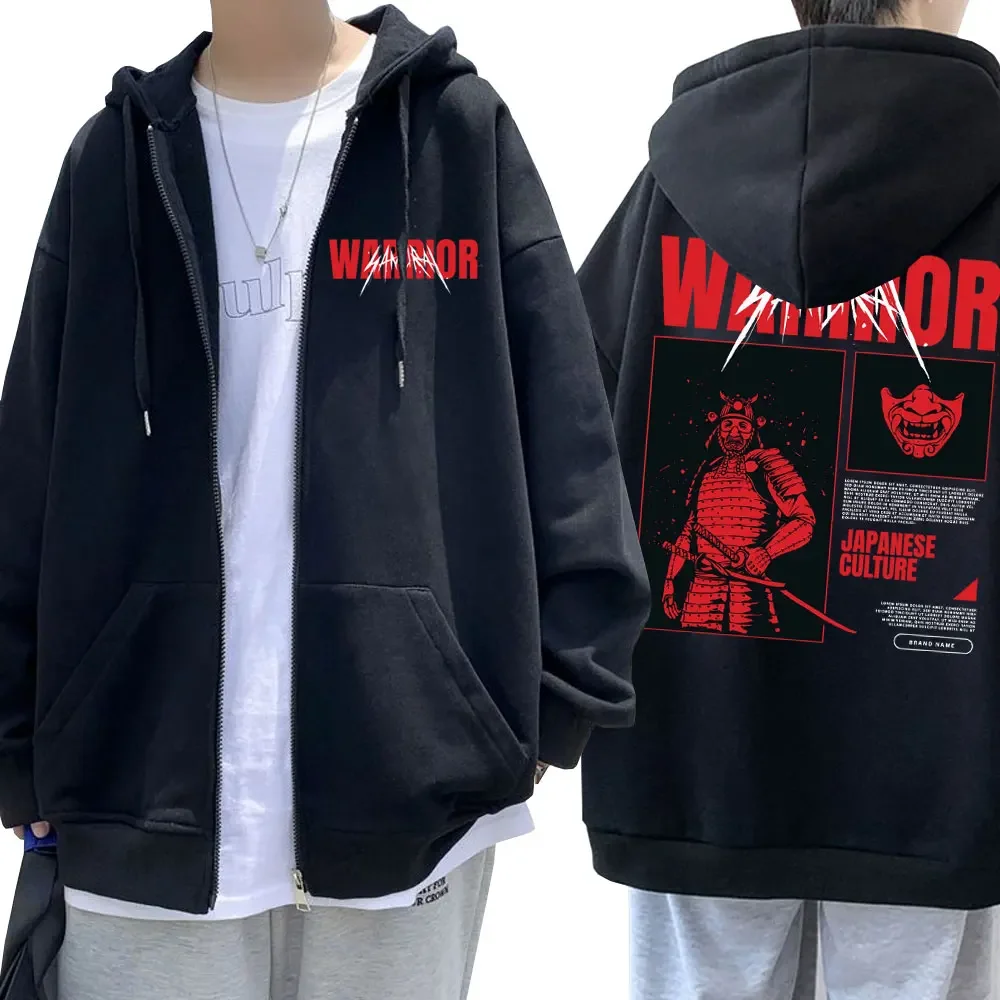 

Samurai Bushido Warrior Samurai Spirit Japanese Style Zipper Hoodie Men's Harajuku Oversized Sweatshirt Jacket Vintage Y2k Coat