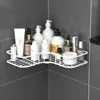 Basket Organizer Bathroom Corner Triangle Shelf Wall Mounted Storage Shelves Shampoo Holder Cosmetic Rack Iron Shower Drain 6