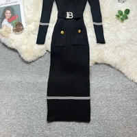 YuooMuoo Europe Fashion Wrap Hips Bandage Knitted Dress Autumn Winter Women Slim Waist Long Bodycon Sweater Dress Party Vestidos - Image 6