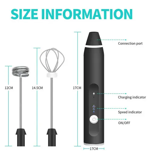 USLION 전기 우유 거품기 우유 거품기, USB 충전식 커피 거품기 믹서, 휴대용 계란 비터, 폼 메이커 블렌더 도구 3