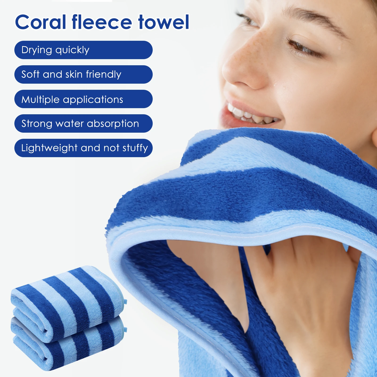2Pcs Coral Velvet Towels 75x35CM Quick Drying Washing Towel Soft Comfortable Face Washcloths Bathroom Supplies for Shower Travel