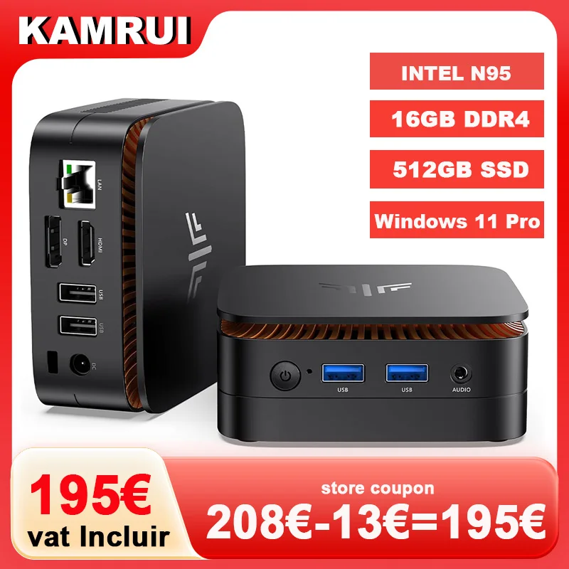 KAMRUI Mini PC Intel Alder Lake N95 16GB DDR4 512GB M.2 SSD
