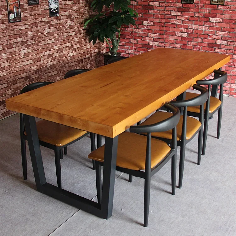 Industrial Style Iron Square Furniture Legs Coffee Desk Office Desk Solid Wood Board Table
