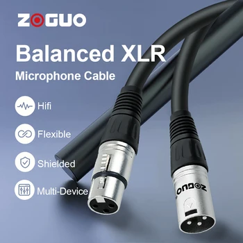 ZOGUO XLR 마이크 케이블 커넥터, 수-암 믹서 오디오, RCA HiFi Cavo 마이크, 스피커 앰프 케이블, 블랙, 3 핀