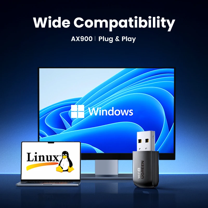 UGREEN 와이파이 안테나 동글 네트워크 카드 어댑터, USB 이더넷, PC 노트북 데스크탑 윈도우 리눅스, AX900, AC1300, 5G, 2.4G