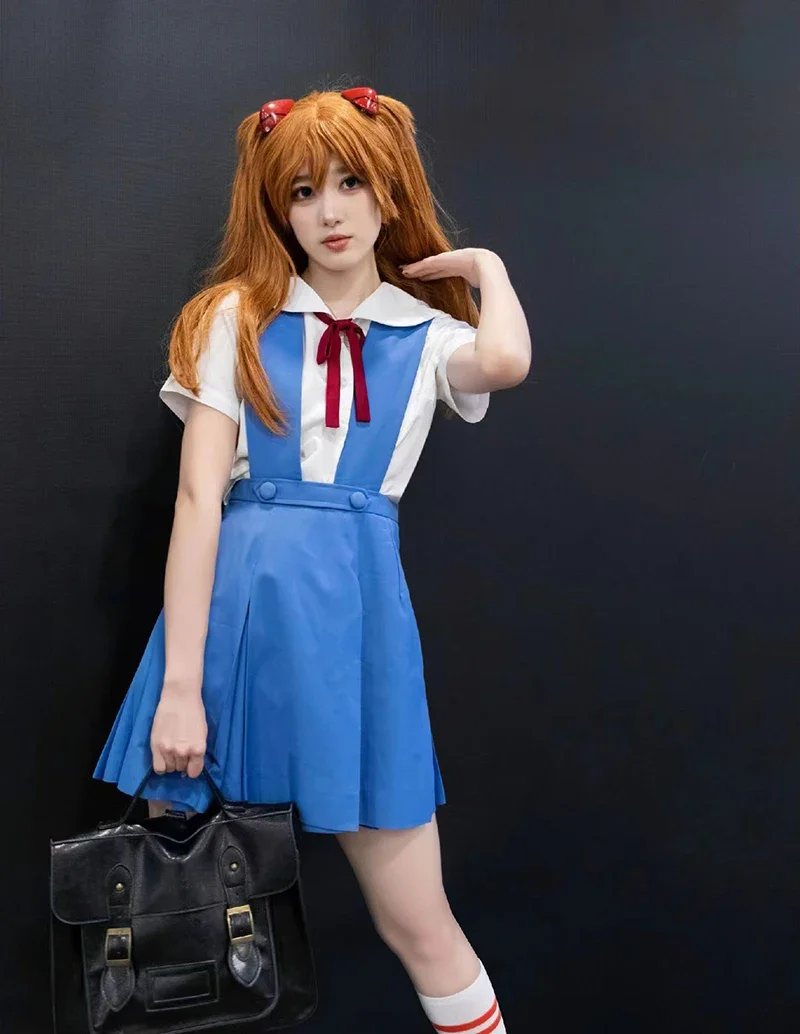 Neon Genesis Evangelion Asuka Langley School Uniform Cosplay Costume