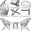 Foldable 3-Piece Patio Bistro Set with Folding Rattan Chairs and Round Table - Small Outdoor Furniture for Balcony, Garden 6