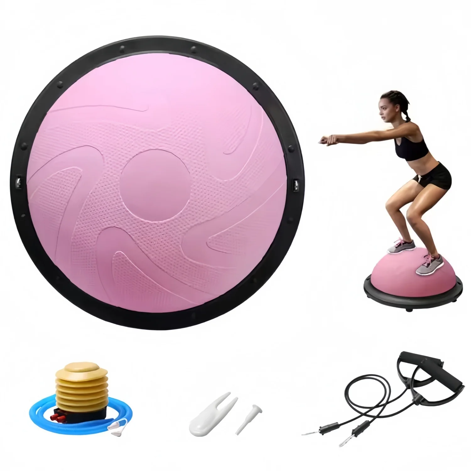 47cm/58cm Yoga Balance Ball Strong Half Home Gym Fitness Ball Explosion-Proof Pilates Fitball Wave Speed