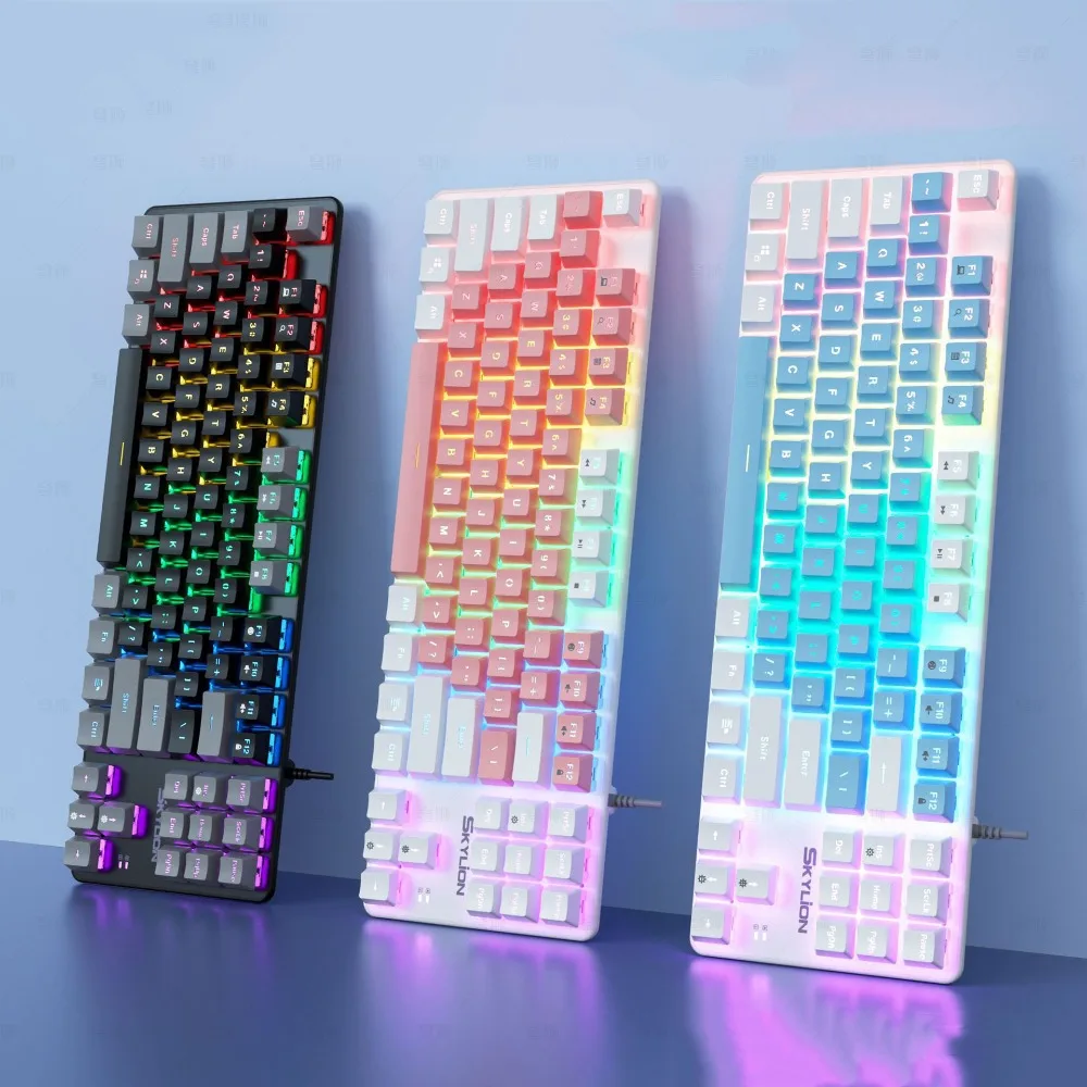 

SKYLION H87 H87 красочная флешка, 87-клавишная цветная клавиатура с подсветкой, Универсальная панель из сплава