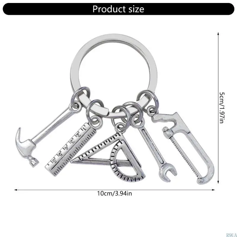 R9UA 금속 키 체인 망치 드라이버 렌치 Pincer 키 링 액세서리가있는 키 체인