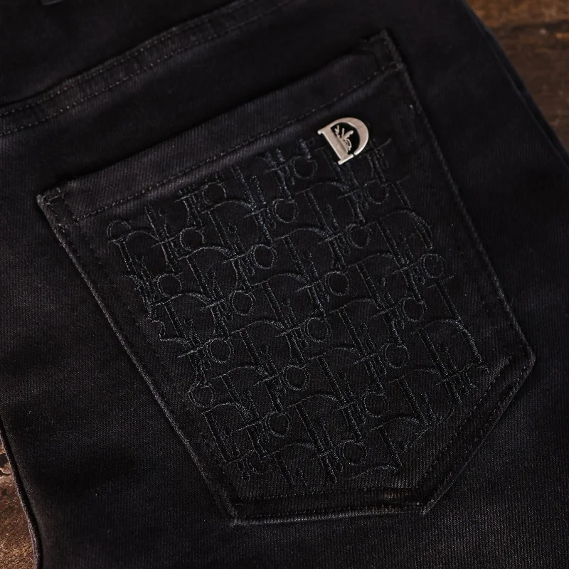 Pure black jeans men's affordable luxury fashion high-end men's casual all-match stretch slim fit long skinny pants