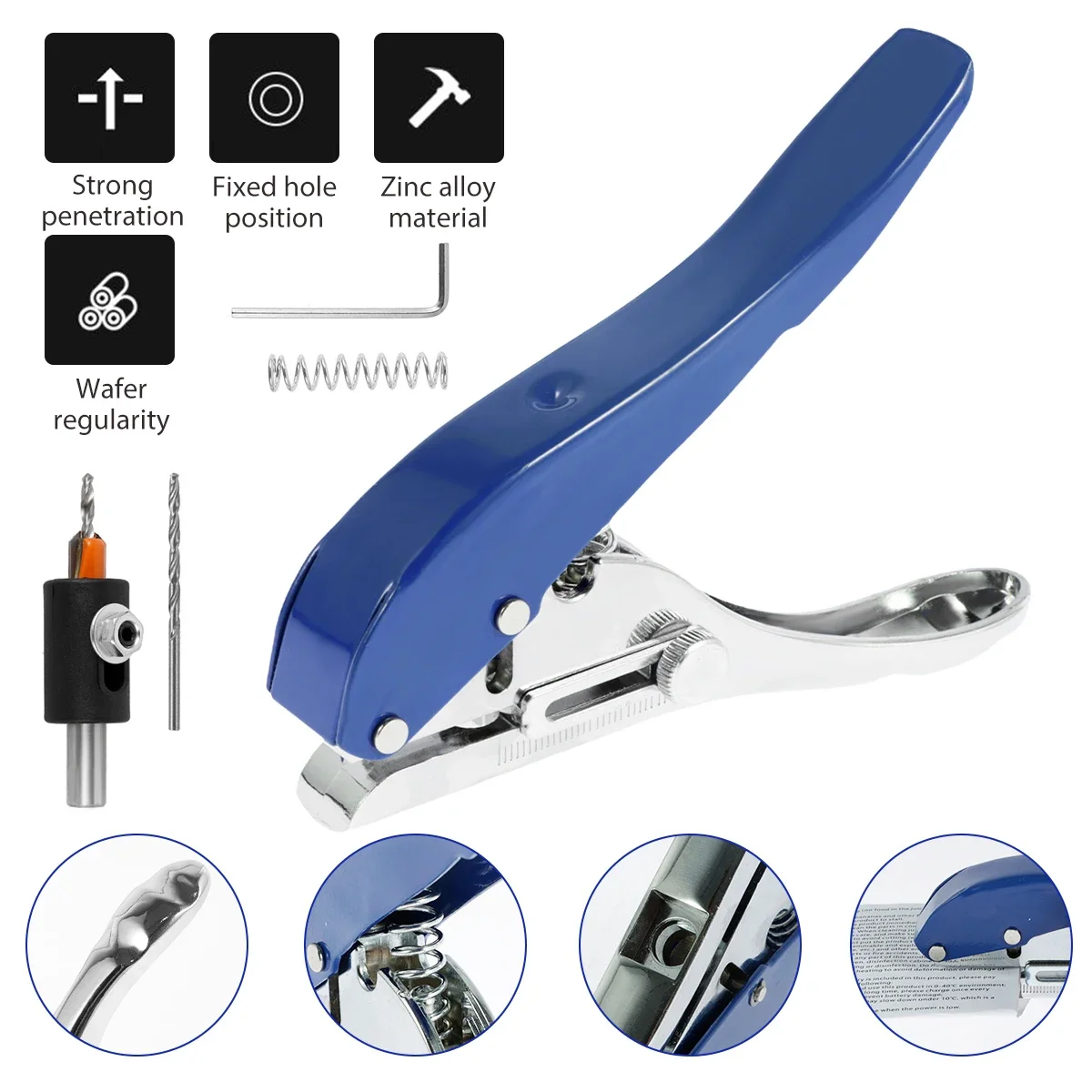 

5Pcs Single Hole Punch 5/16inch Heavy Duty Hole Puncher Edge Banding Punching Plier Handheld Paper Hole Punch with Limiter