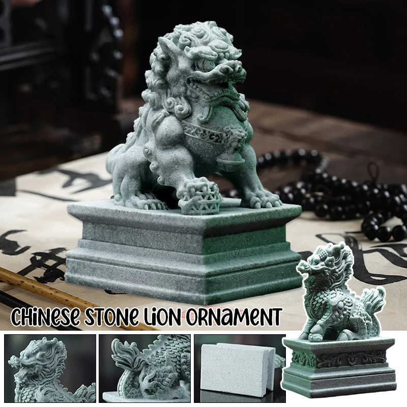 thumbnail image 2 of Seyee-bro Foo Dogs Guardian Lion Statues - Pair Of Fengshui Fu Dogs Figurine - Housewarming Congratulatory To Ward Off Evil Energy Tabletop Decor Statue 2 of 11