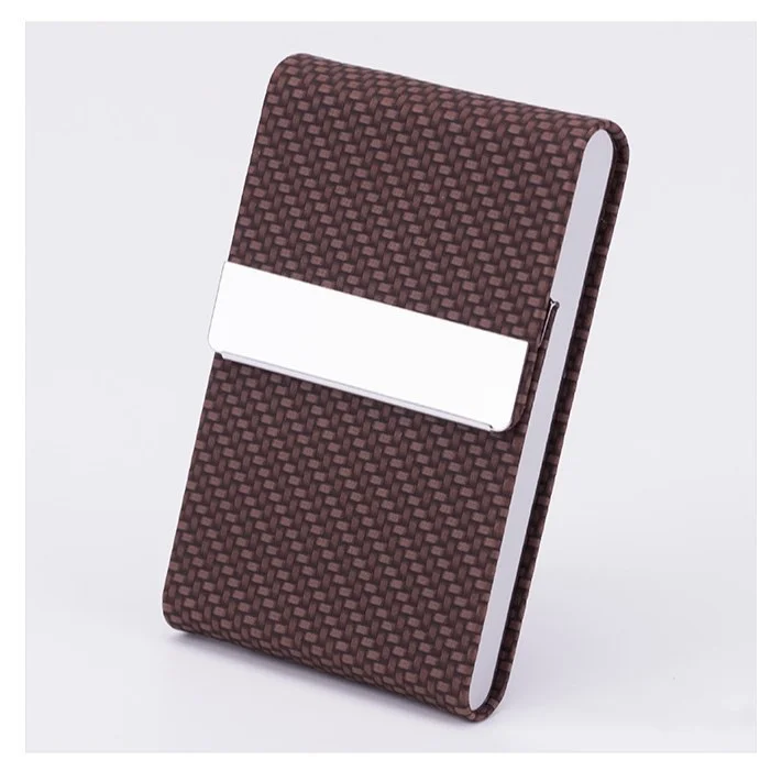 Elegant PU Leather & Stainless Steel Business Card Case with RFID Protection & Magnetic Closure