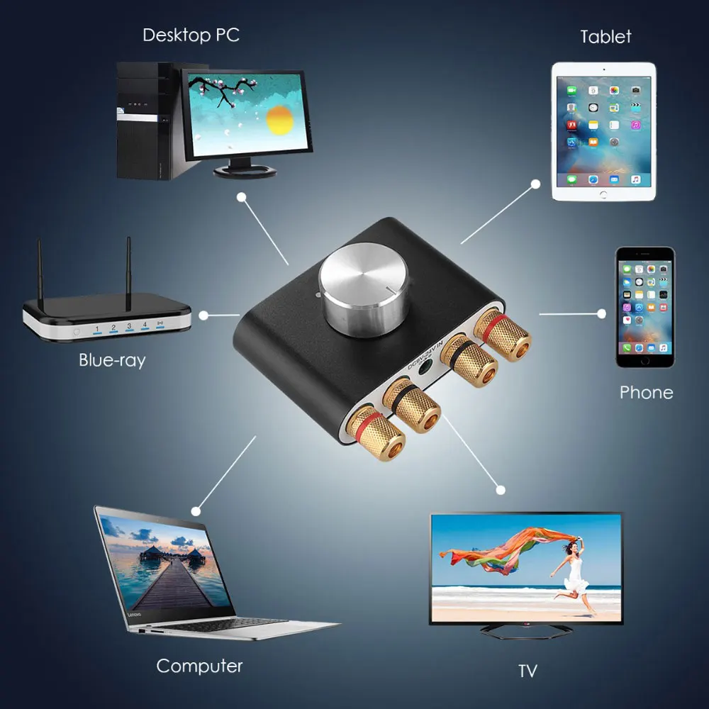 Woopker Digital Audio Amplifier HiFi Sound Amplifier TPA3116 Receiver Bluetooth 5.0 Car Mini Home Theater Sound System 50W*2 - Image 3