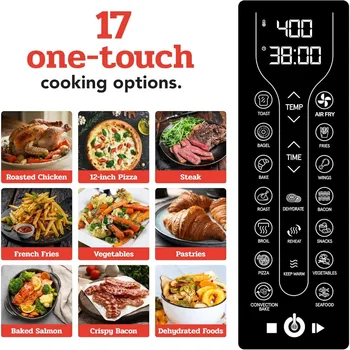Large 24L Capacity Toaster Oven Air Fryer Combo with 17 Cooking Presets and 1700W Power Digital French Door Design with Convect 4