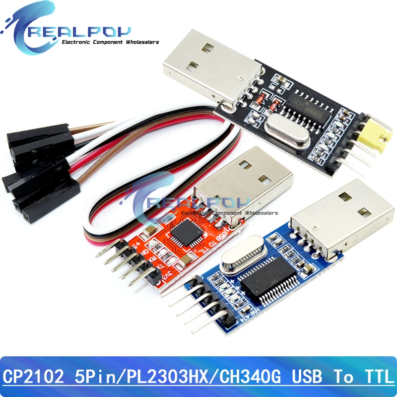 3pcs/lot =1PCS PL2303HX +1PCS CP2102 +1PCS CH340G USB TO TTL for arduino PL2303 CP2102 5PIN USB to Uart TTL Module With Cable