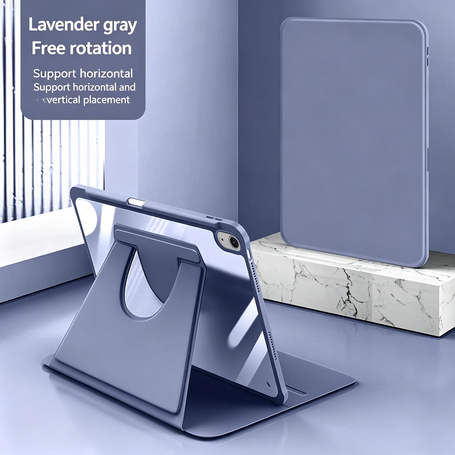 360° Rotating iPad Case with Pencil Holder and Stand Cover