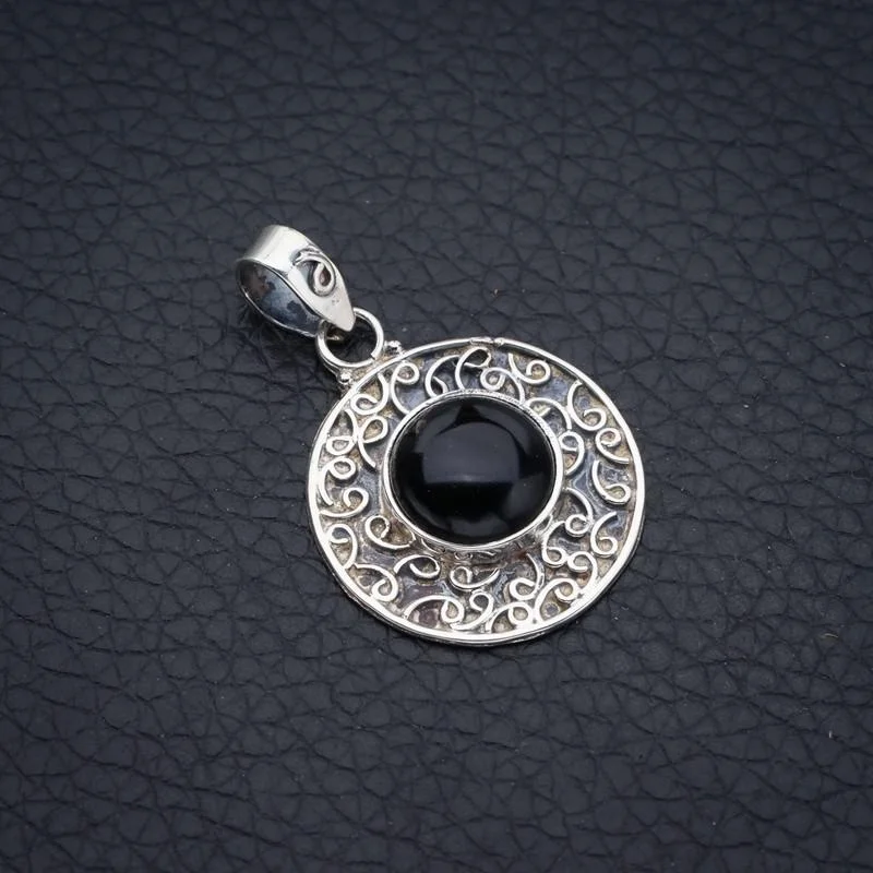 

StarGems Black Onyx Handmade 925 Sterling Silver Pendant 1.25" F3986