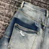 men scratch distressed slim fit blue jeans 5