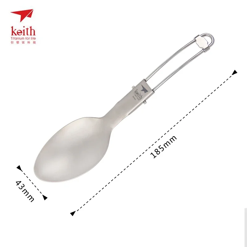 Keith Dinner Spoons Ultralight Foldable Handle Titanium Cutlery, camping cutlery,portable tableware,portable cutlery,titanium tableware