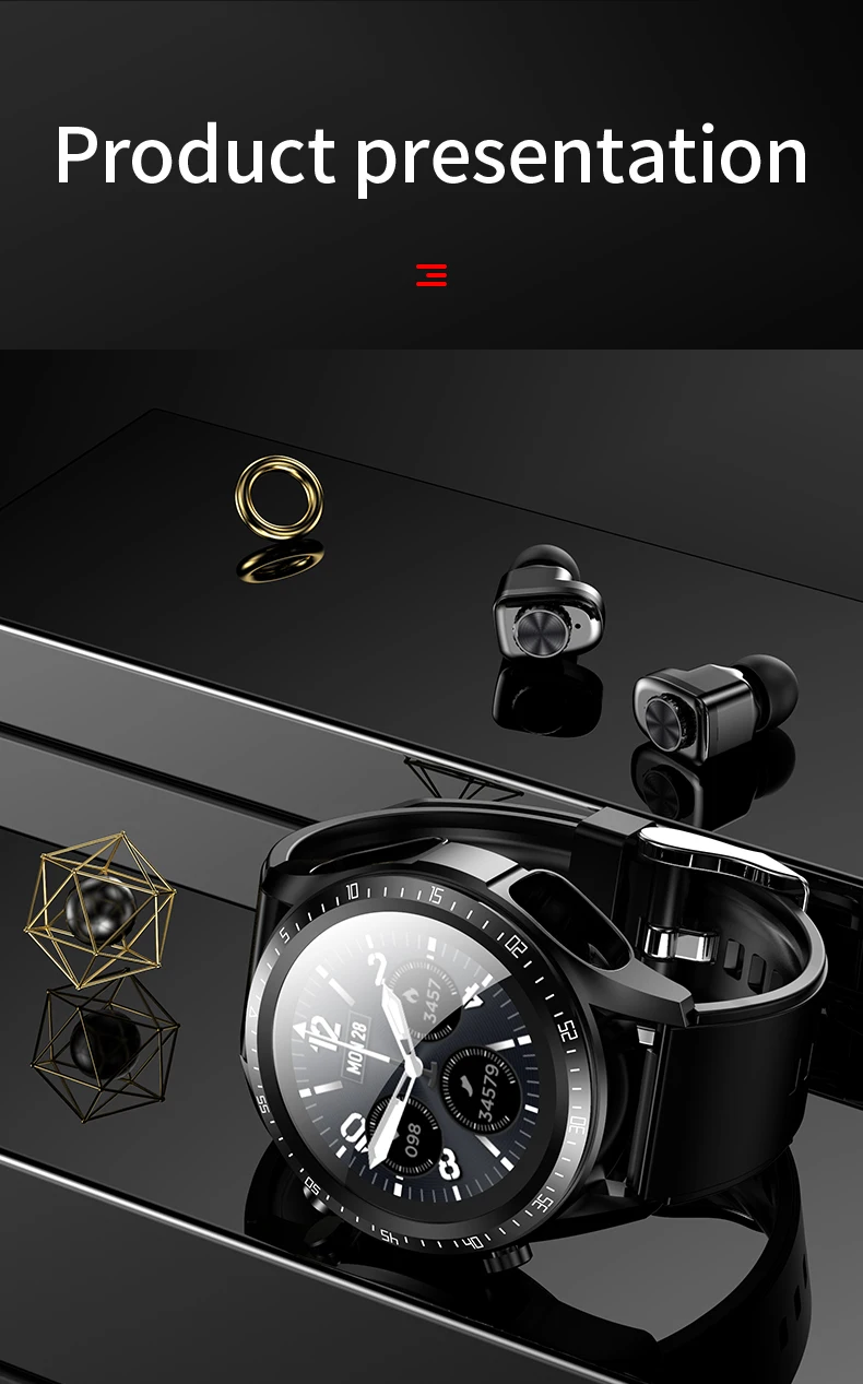 JM03 Smart Watch Men Smartwatch Tws 2 σε 1 HIFI Stereo Wireless Headset Combo Τηλεφωνική κλήση Bluetooth για Android IOS_voghion.com
