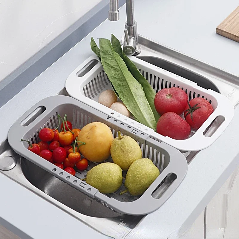Kitchen Dish Drying Rack Over Sink Expandable Stainless Steel Dish Rack  Drainer Adjustable Vegetable Fruit Drain Basket For Sink - AliExpress