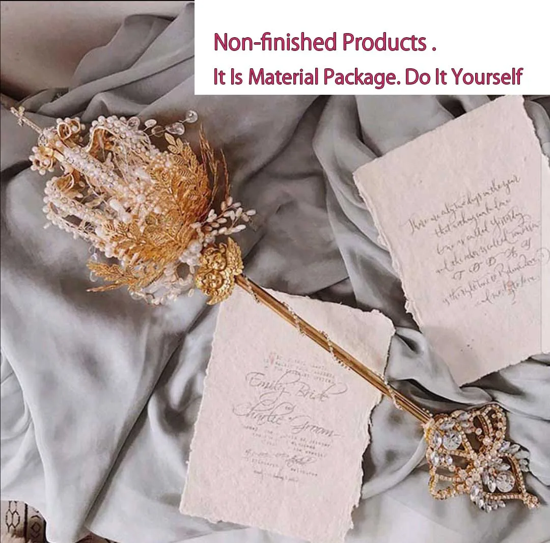 Non-finished Products Do It Yourself Lolita Petal Scepter Vintage Baroque Bridal Holding Flowers Bride Marriage Court Style