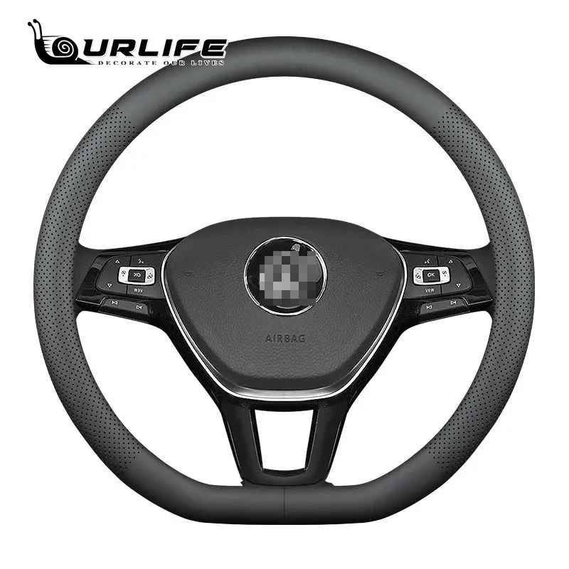 Hand genähte schwarze Kohlefaser-Echtleder-Auto lenkrad abdeckung für  Volkswagen VW Passat B8 2014-2018 Golf 8 2014-2018 - AliExpress