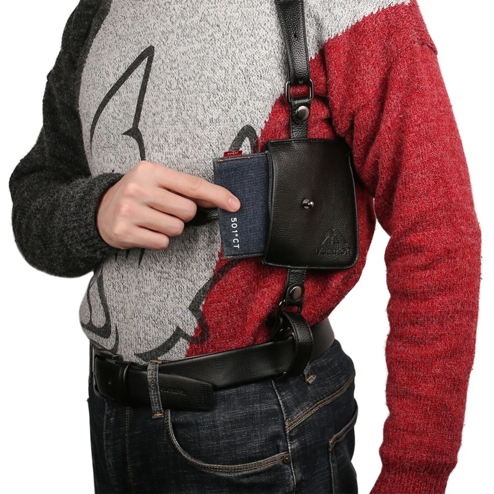 Sac à Bandoulière En Cuir PU Antivol - Sangle Cachée Sous Les Bras - Multi-poches Anti-pickpocket - Unisexe