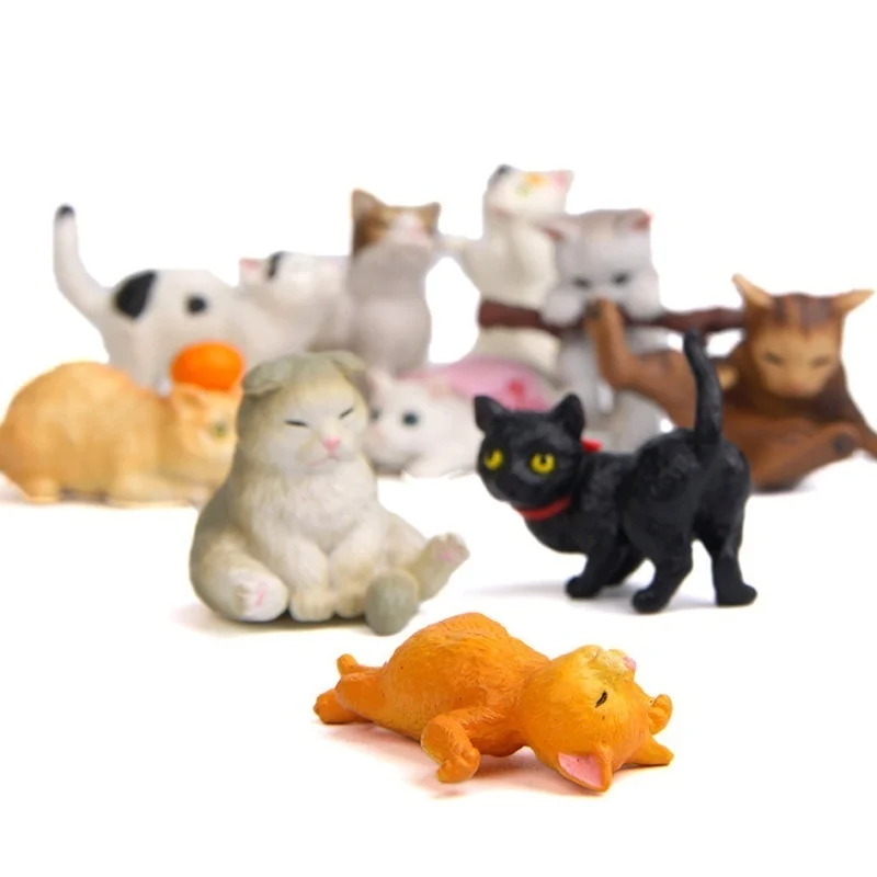 

Miniatures Figurine Home Decor 10 Pcs Cat Colorful Creative Landscaping Doll Miniature Garden Decorations