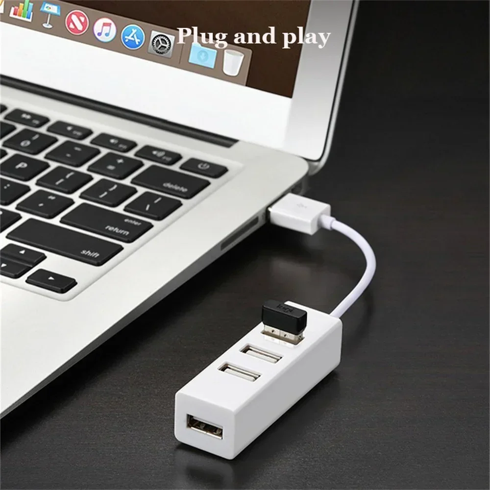 High-Speed 4-Port USB Hub Splitter with Power Adapter