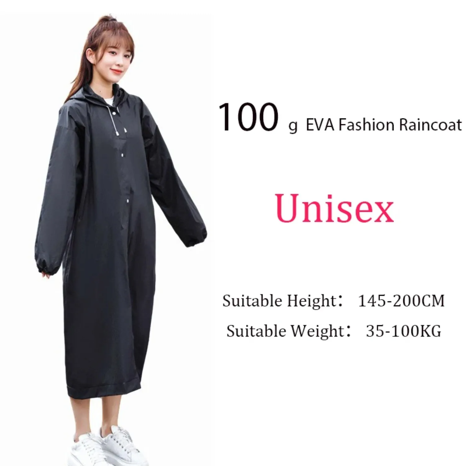 Adult long raincoat EVA impermeable waterproof raincoat men's and women's travel hooded bun harbor fishing camping raincoat poncho
