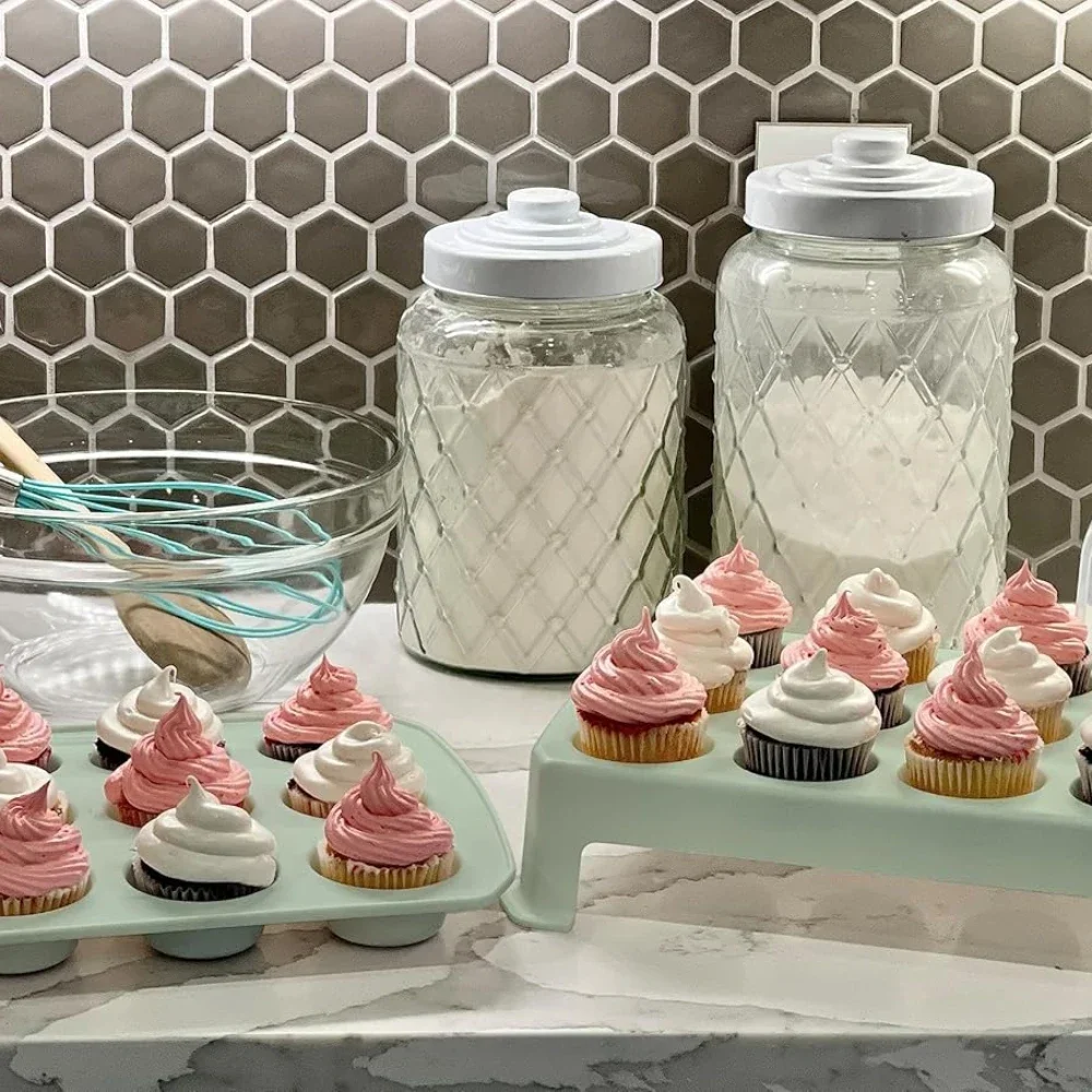 16 Holder Portable Plastic Cupcake Carrier Cupcake/Muffin Tray-Food-Contact Safe Cupcake Storage Container with Handle