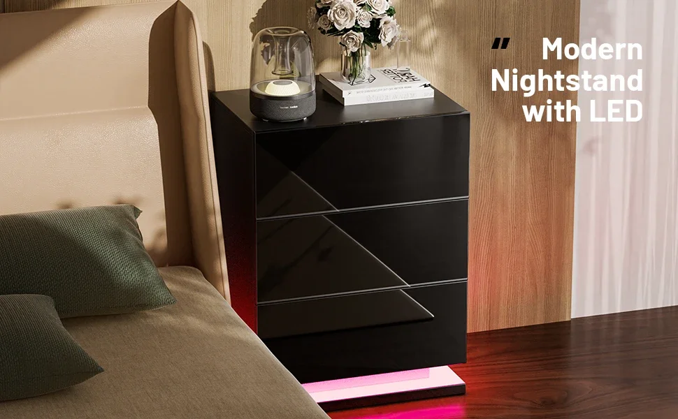 Modern nightstand with led