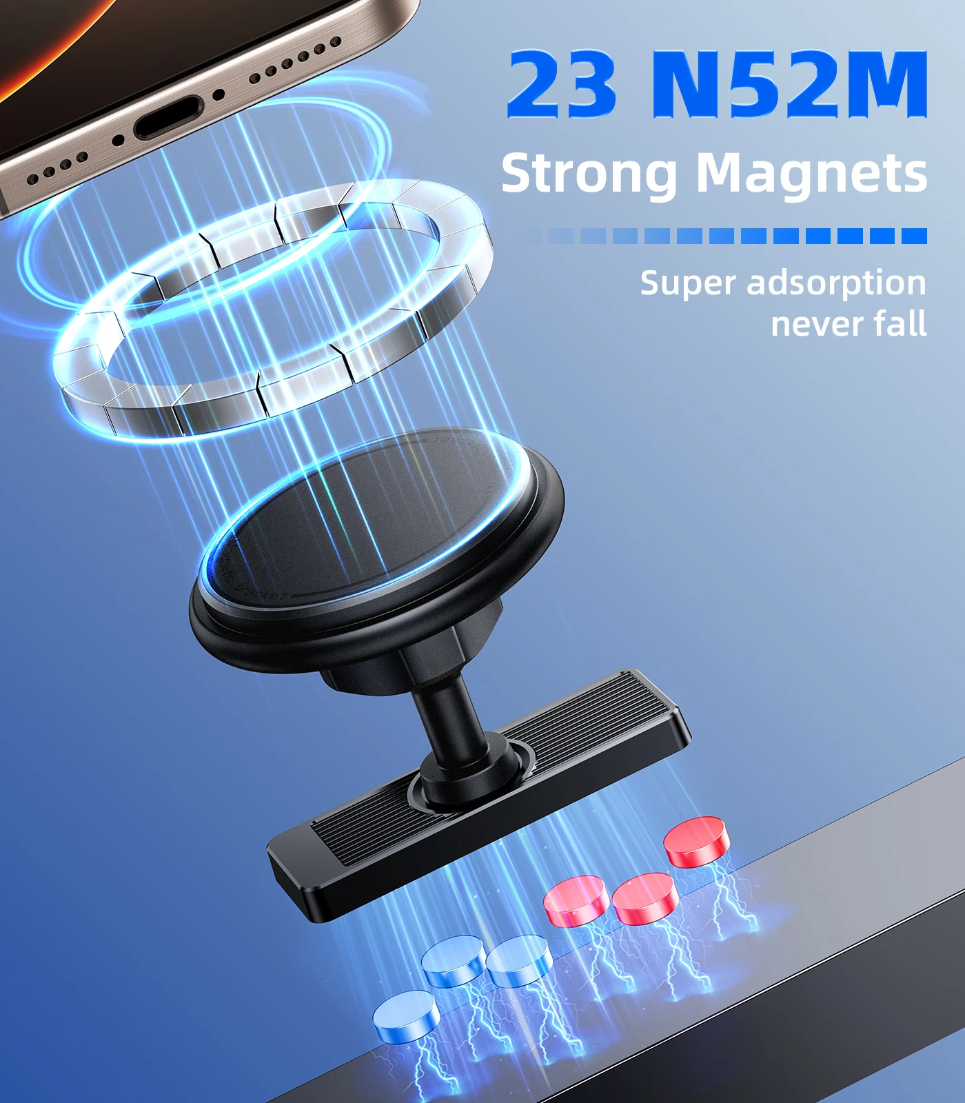 Oatsbasf 마그네틱 골프 카트 휴대폰 홀더 스탠드 360 ° iPhone 용 보트 냉장고 체육관용 회전 자기 휴대폰 홀더 브래킷