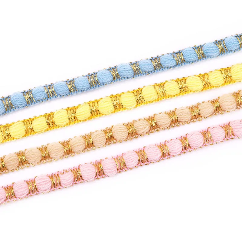 

5/10/15 Yards Gold Line Polyester Knitted Lace DIY Apparel Sewing Accessories Colorful Decorate Lace Trim Clothing Supplies