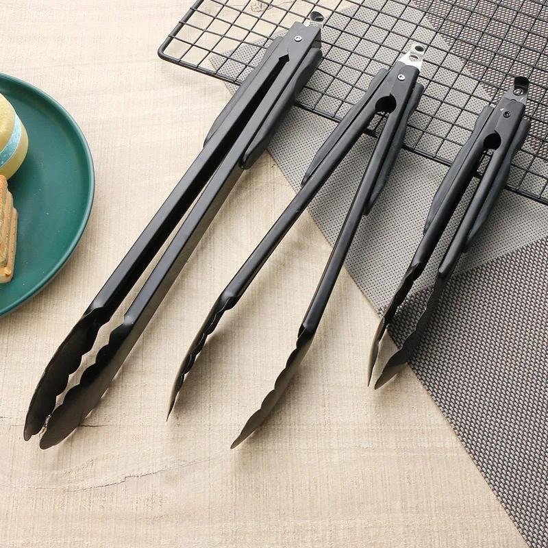 9/12/14Inch Silicone BBQ Grilling Tong Salad Bread Serving Non-Stick Kitchen Barbecue Cooking Food Clip