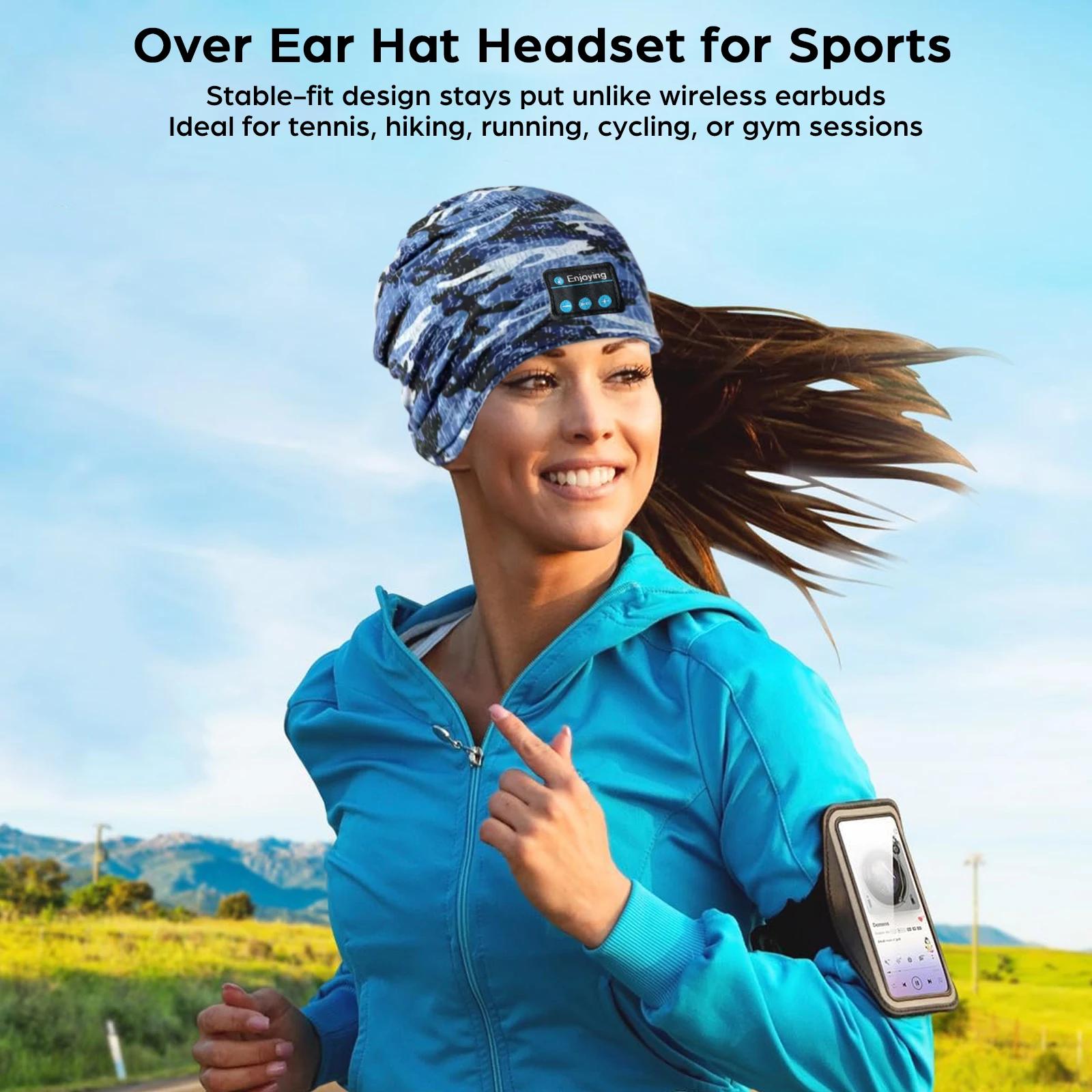 Wireless Bluetooth Headphones Hat Breathable Sports Music Cap Headset Comfortable Handsfree Call for Men&Women Running Riding